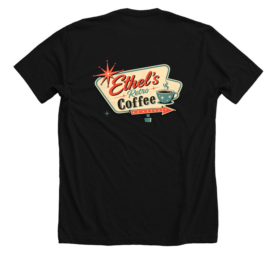 Ethel's Retro Coffee&nbsp;, a Solid Black Blend Premium Unisex Tee (back-view)