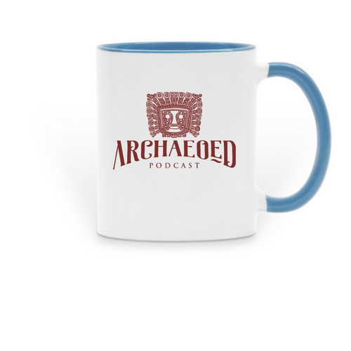 ArchaeoEd Podcast Mug, a Light Blue Two-Tone Ceramic Mug