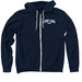 Camp Lamb 2026 (white pocket logo), a Navy Zip Up Hoodie