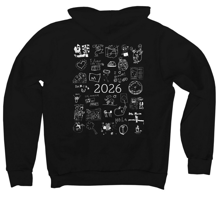White Logo + 2026 artwork on back, a Black Premium Pullover Hoodie (back-view)