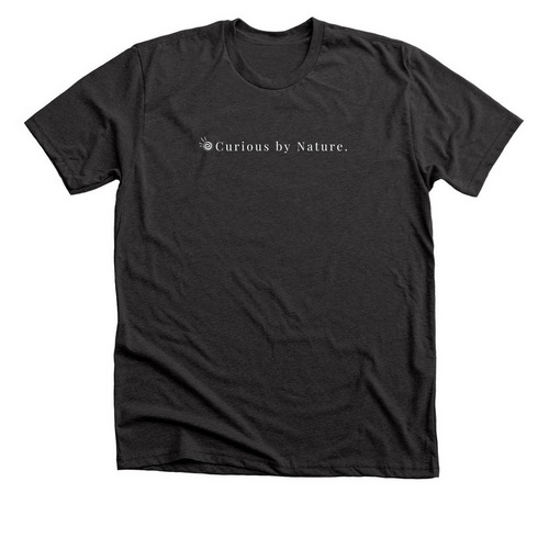 Curious by Nature., a Dark Grey Heather Premium Unisex Tee