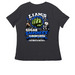Team-Liam's Sugar Smashers, a Dark Grey Heather Women's Relaxed V-Neck Tee (back-view)