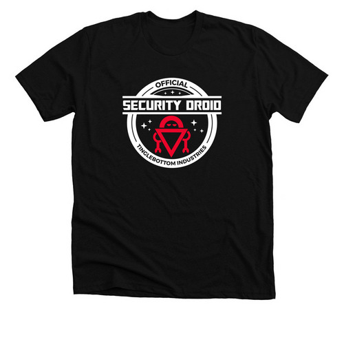 Security Droids!, a Solid Black Blend Premium Unisex Tee