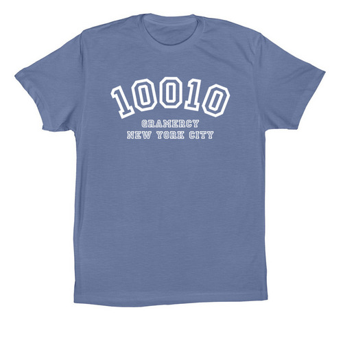 10010 Varsity White, a Lavender Blue Premium Cotton Tee