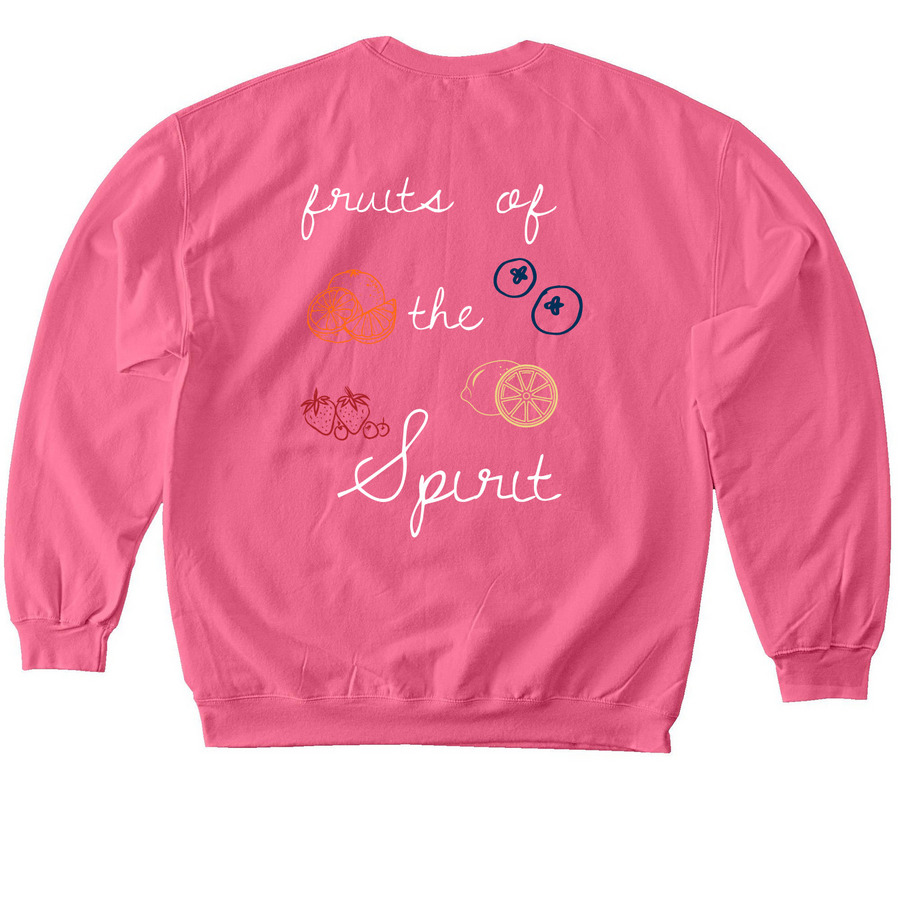 Fruits of the Spirit, a Pink Lemonade Softstyle Crewneck Sweatshirt (back-view)