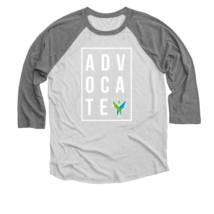 ADVOCATE TEE - Autism Acceptance Month, a Premium Heather and Heather White 3/4 Sleeve Baseball Tee