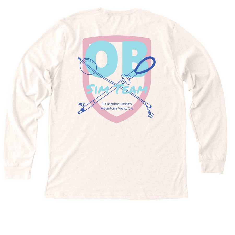 Sim Team Shirt - Off White Draw Sheet, a Heather Natural Premium Long Sleeve Tee (back-view)