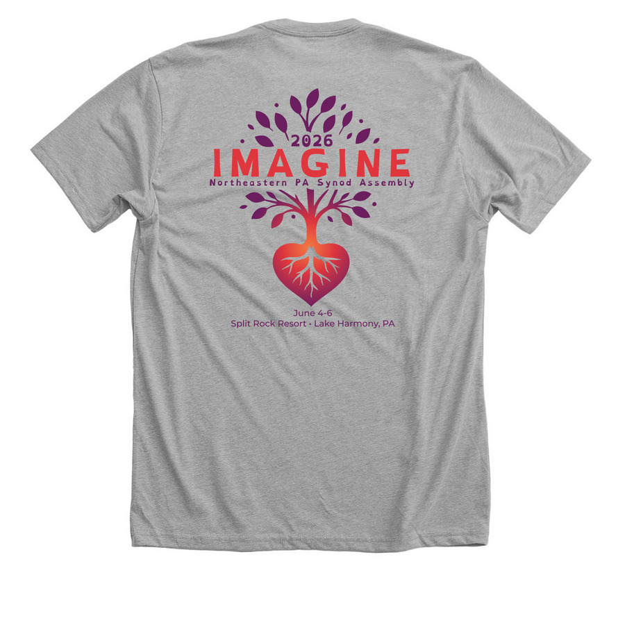 2026 NEPA Synod Assembly Two-sided, a Athletic Heather Premium Unisex Tee (back-view)