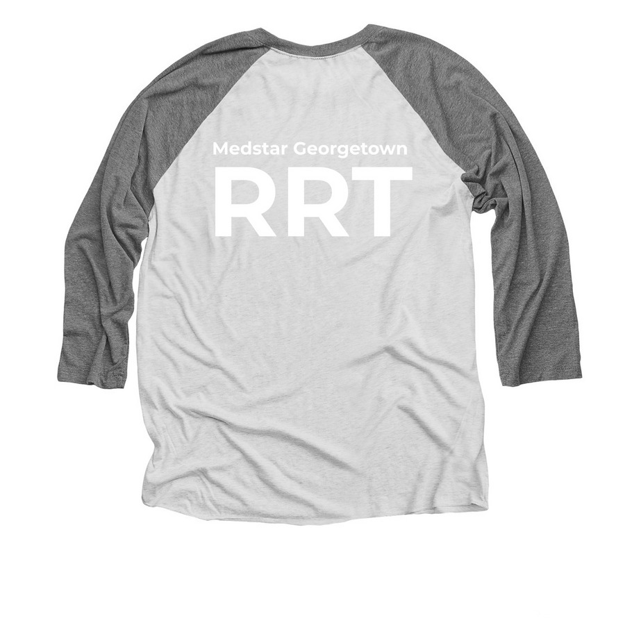 pressors, a Premium Heather and Heather White 3/4 Sleeve Baseball Tee (back-view)