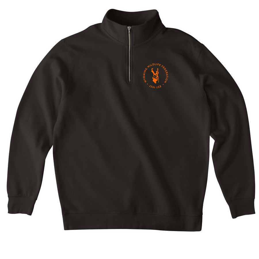 WWF Pullover, a Black Midweight Quarter Zip Pullover
