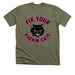 Fix Your Fuckin Cats (Original Design), a Heather Olive Premium Unisex Tee