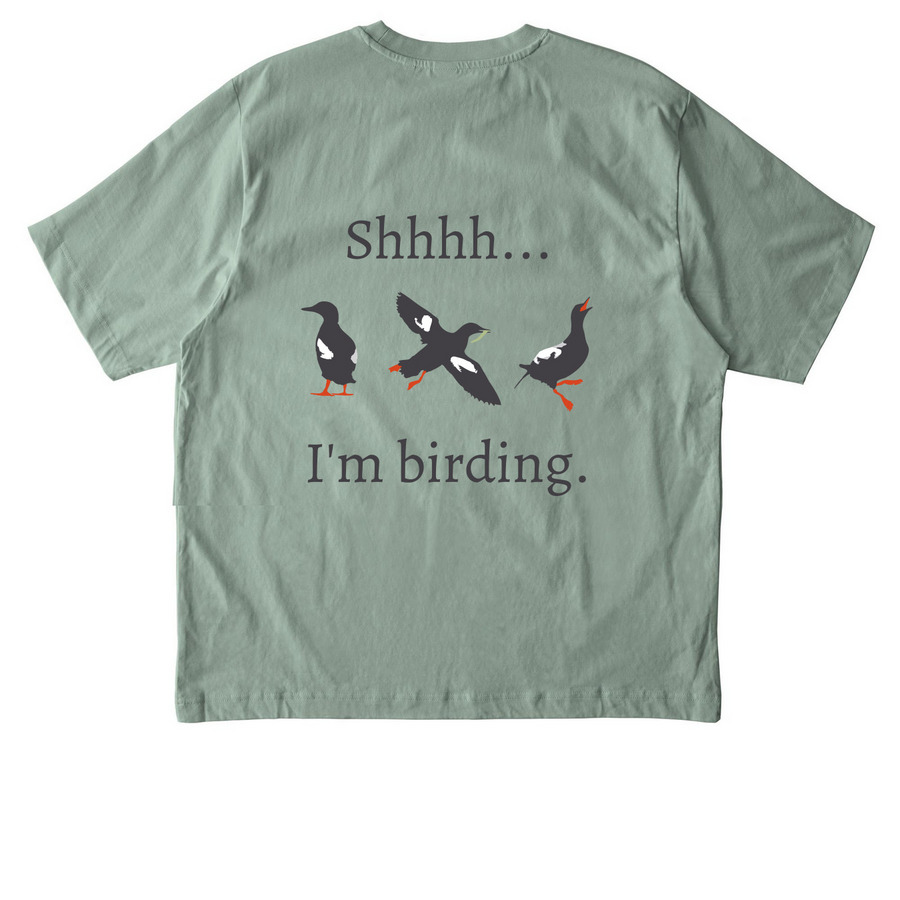 Shhhh...I'm birding., a Aloe Stanley/Stella Unisex Freestyler Heavyweight Tee (back-view)
