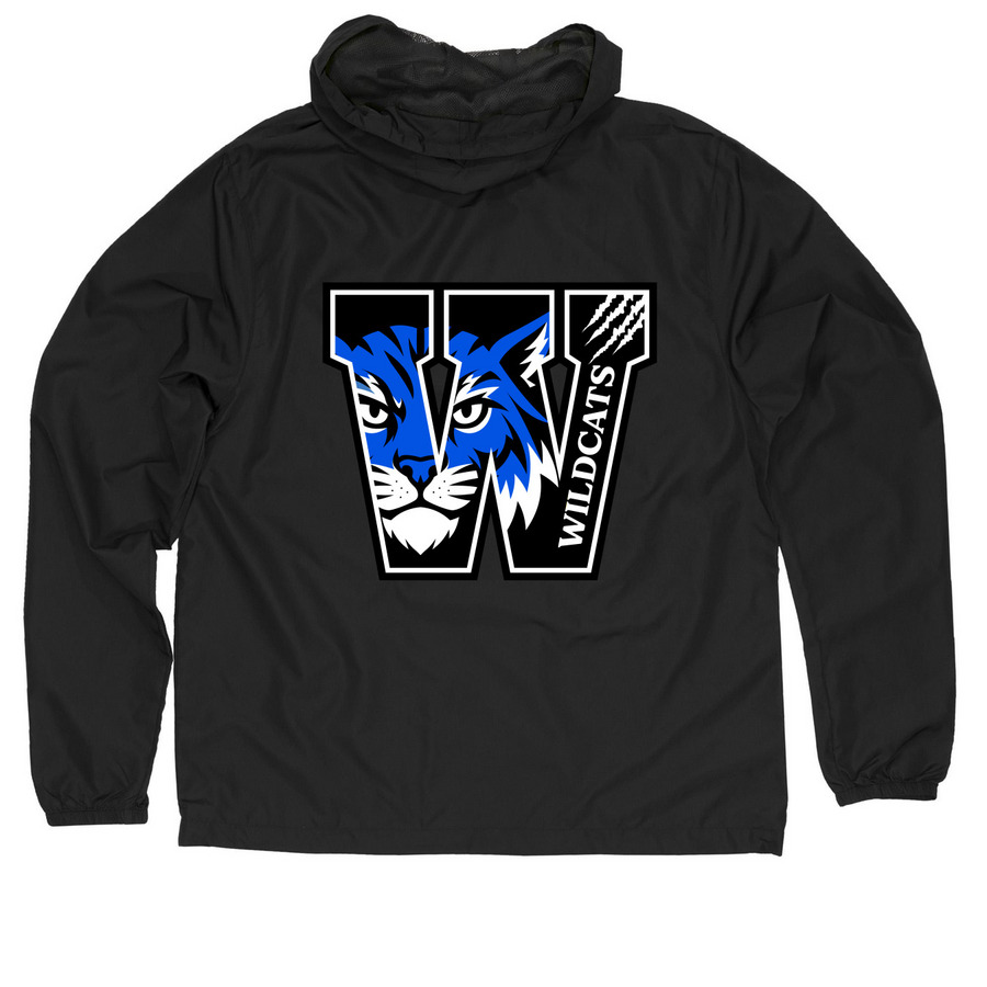 Wildcats Adult Windbreaker, a Black Quarter-Zip Windbreaker (back-view)