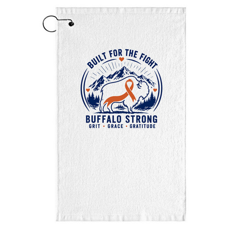 Buffalo Strong Golf Towel- light, a White Golf Towel