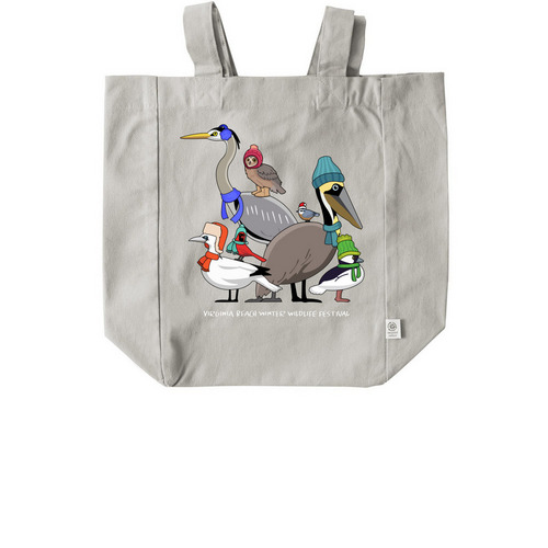 Winter Wildlife Festival Birds Tote Bag, a Natural Recycled Cotton Tote Bag