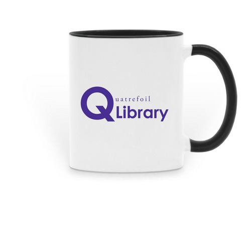 Quatrefoil 20's Logo Mugs, a Black Two-Tone Ceramic Mug