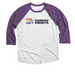 Rainbow Knights [color logo], a Purple Rush and Heather White 3/4 Sleeve Baseball Tee