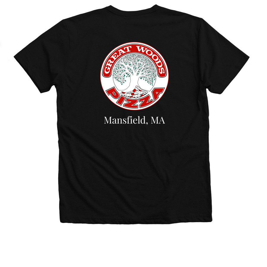 Great Woods Logo Shirt, a Solid Black Blend Premium V-Neck Tee (back-view)