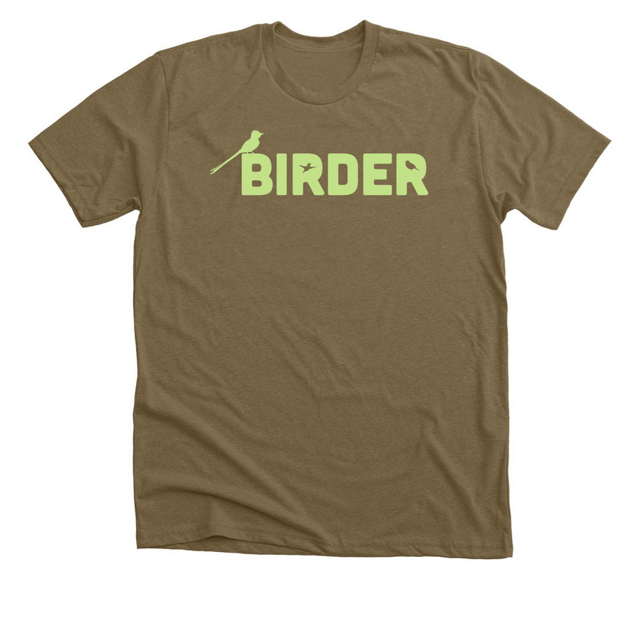 Birder, a Heather Olive Premium Unisex Tee