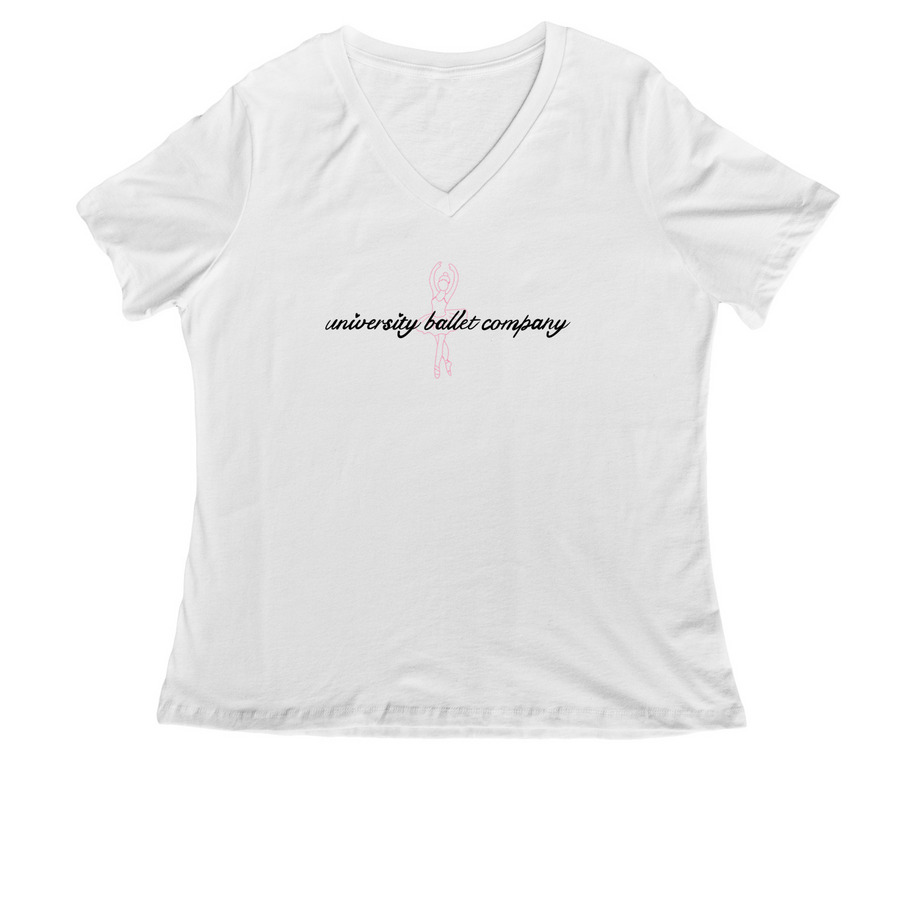 Twirl into UBC, a White Women's Relaxed V-Neck Tee