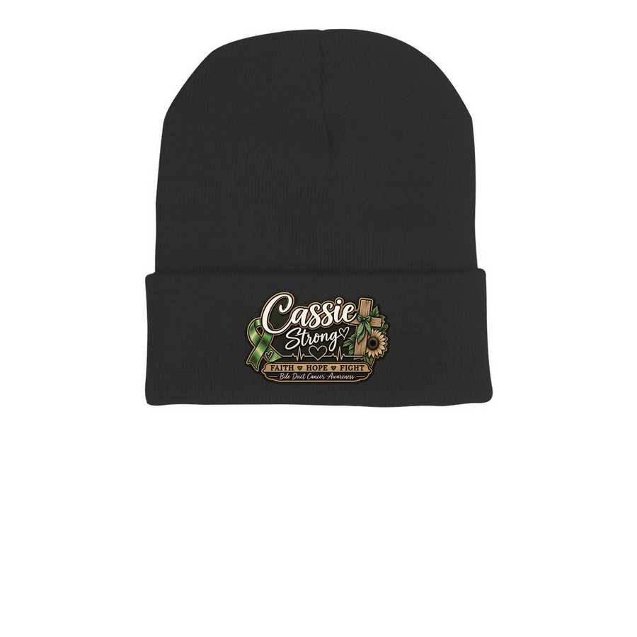 Cassie Strong Beanies, a Black Printed Cuffed Beanie