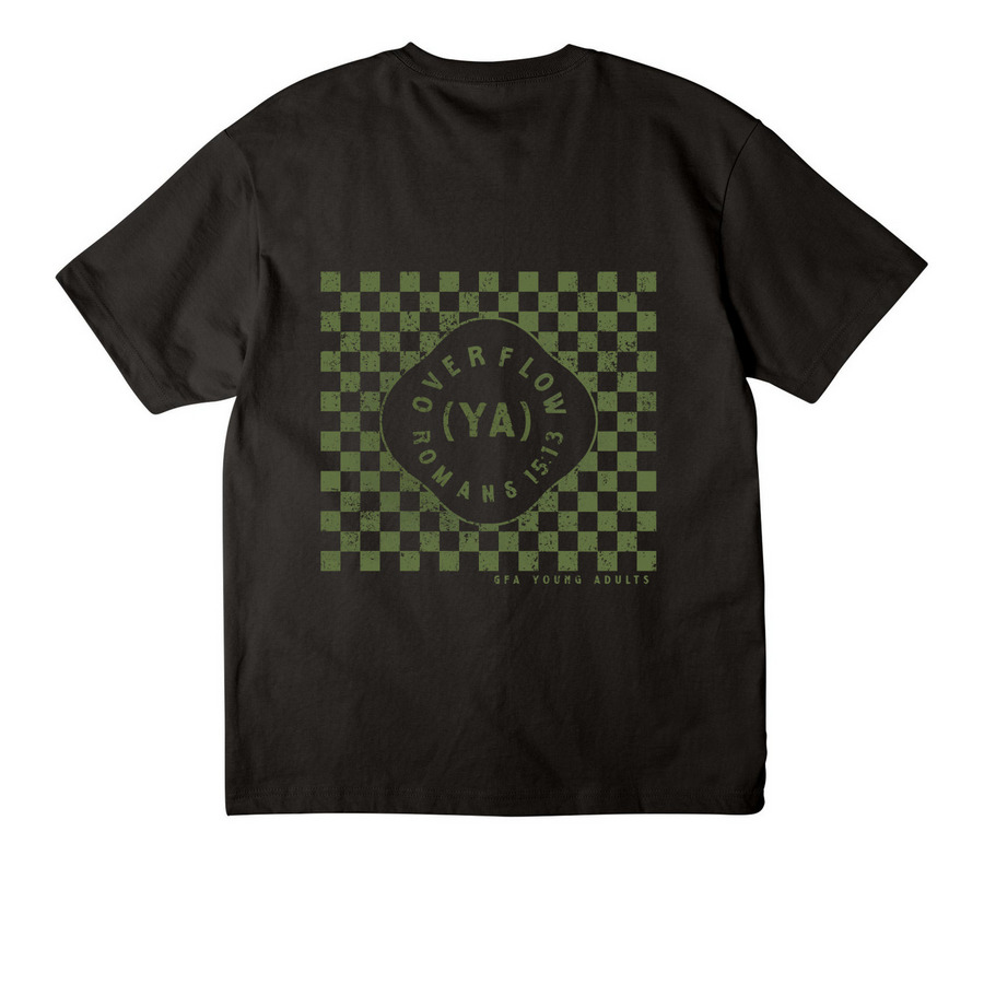 YA Merch, a Black Unisex Heavyweight Tee (back-view)