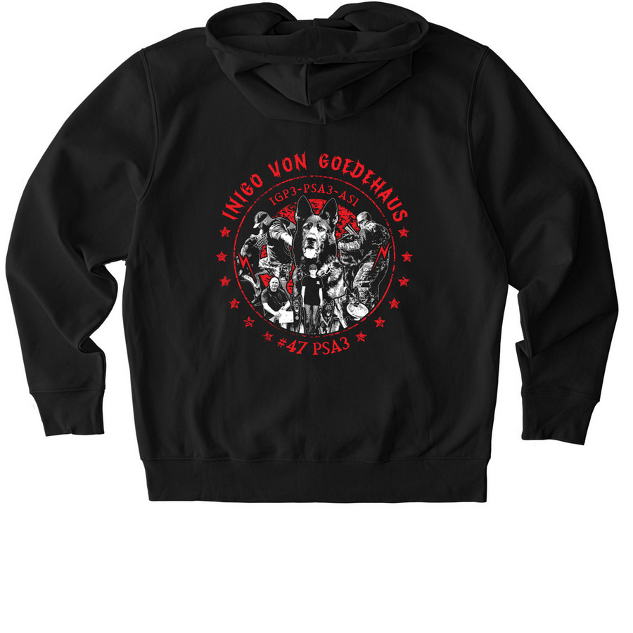 Inigo Von Goedehaus, a Black Stanley/Stella Unisex Cultivator 2.0 Zip Up Pullover Hoodie (back-view)