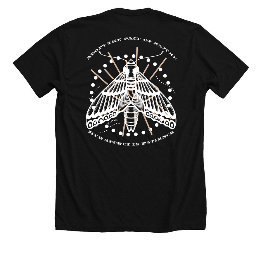 Patience, a Solid Black Blend Premium Unisex Tee (back-view)