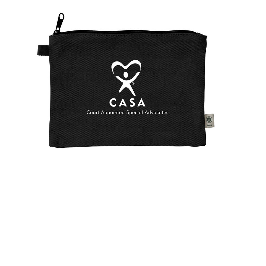 Zip Pouch CASA logo, a Black 9"x7" Hemp Blend Pouch