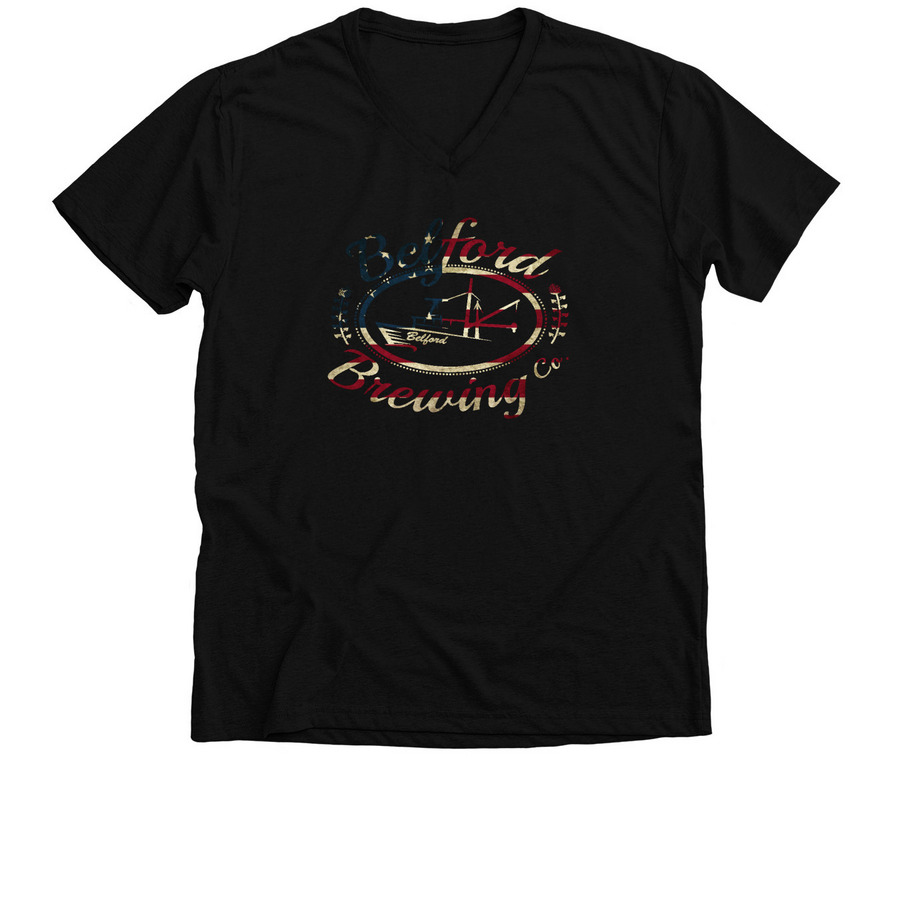 Red White and Belford, a Solid Black Blend Premium V-Neck Tee