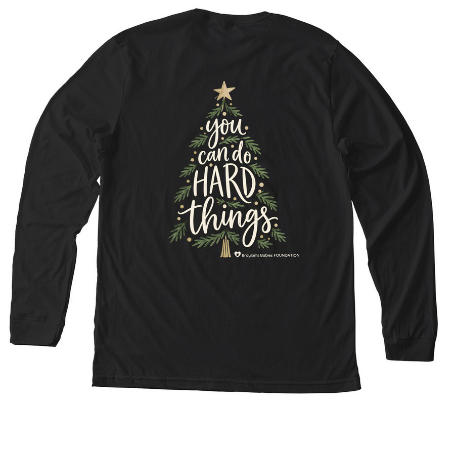 Christmas- you can do hard things, a Solid Black Blend Premium Long Sleeve Tee (back-view)