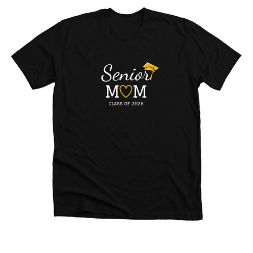 '25 SENIOR MOM, a Solid Black Blend Premium Unisex Tee