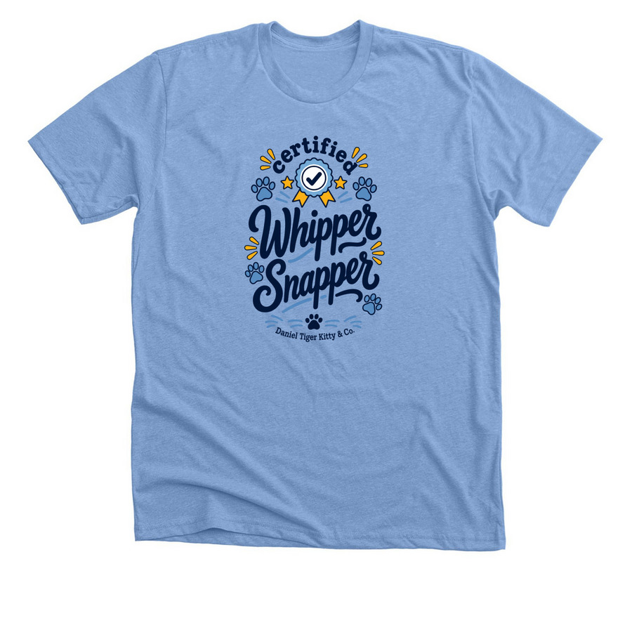 Certified Whipper Snapper Adult shirt, a Heather Carolina Blue Premium Unisex Tee