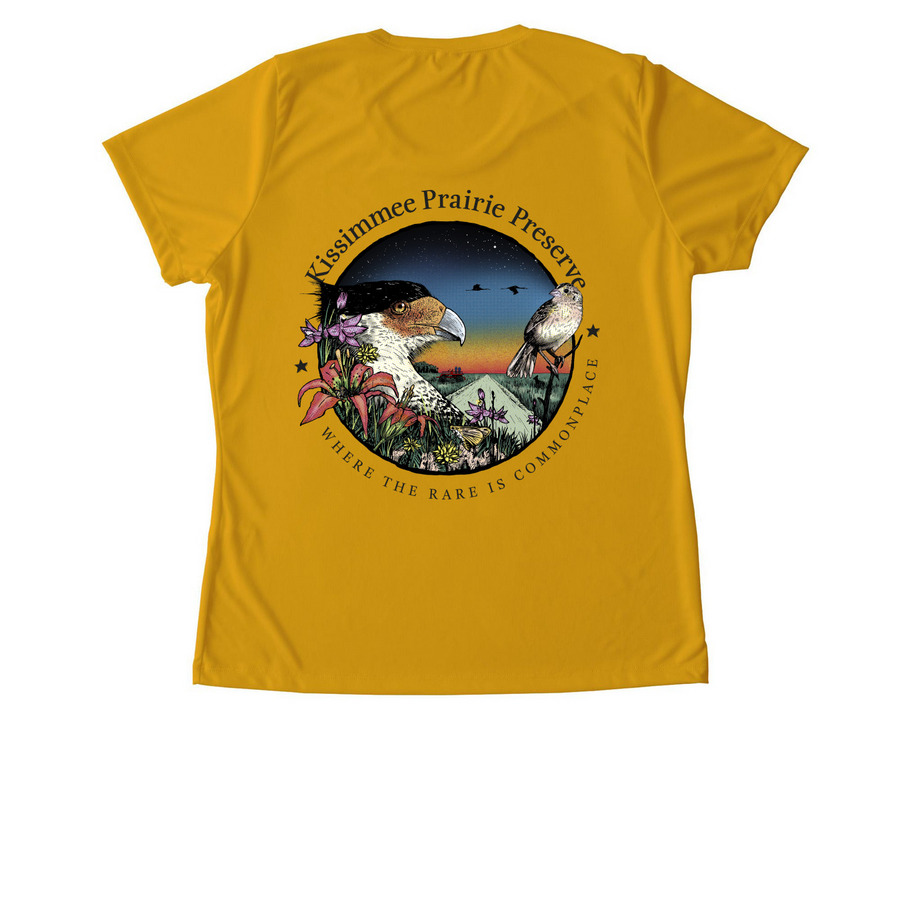 Where the Rare is Commonplace - Activewear, a Gold Women's Performance Tee (back-view)