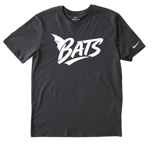 GO BATS!, a Anthracite Nike Dri-FIT Jersey Blend Performance Tee
