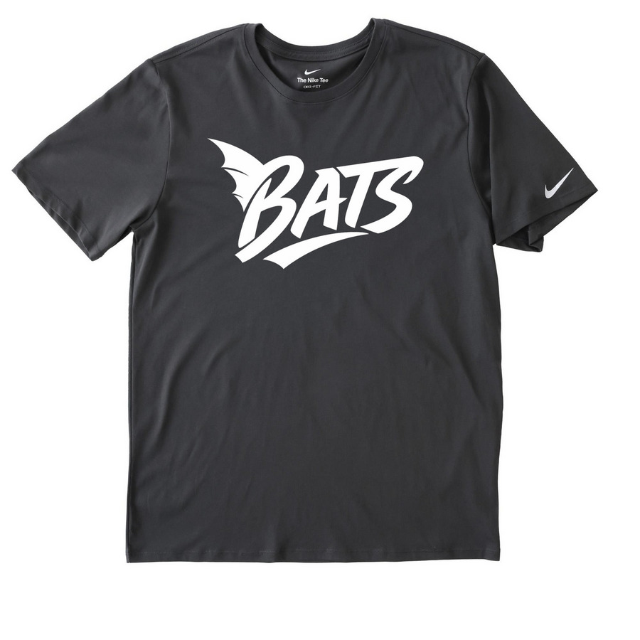 GO BATS!, a Anthracite Nike Dri-FIT Jersey Blend Performance Tee