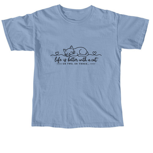Cat, a Washed Denim Comfort Colors Unisex Tee