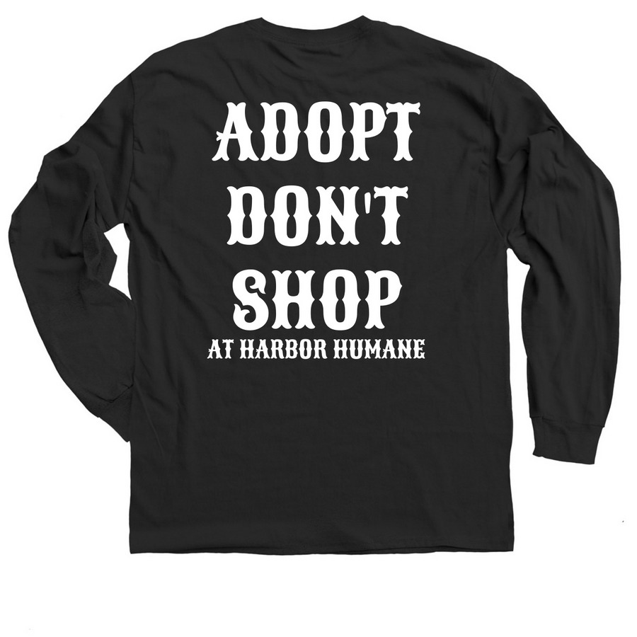 ADOPT DON'T SHOP, a Black Classic Long Sleeve Tee (back-view)
