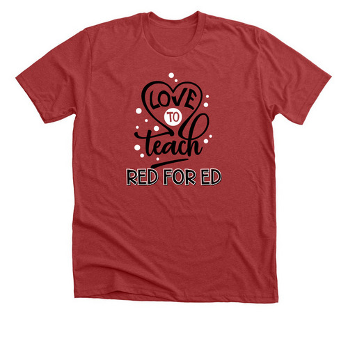 Lovetoteach, a Heather Canvas Red Premium Unisex Tee