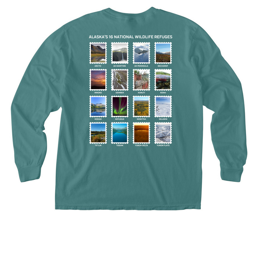 16 Wildlife Refuges Pocket Tee, a Seafoam Comfort Colors Long Sleeve Pocket Tee (back-view)
