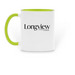 Coffee Mugs, a Green Two-Tone Ceramic Mug (back-view)