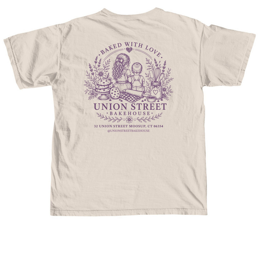Union Street Bakehouse - Baked With Love, a Ivory Comfort Colors Unisex Tee (back-view)