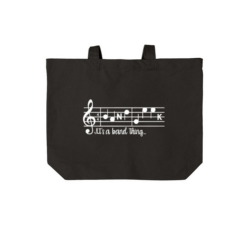 "It's a Band Thing", a Deep Black Cotton Canvas Tote Bag