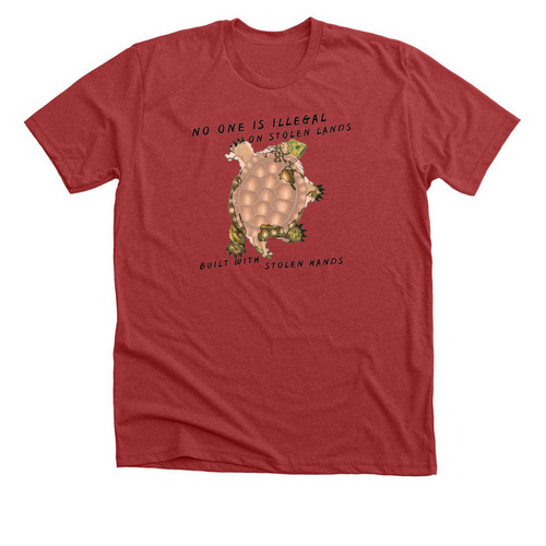 No One Is Illegal, a Heather Canvas Red Premium Unisex Tee