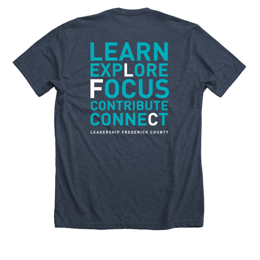 LFC:&nbsp;Learn, Explore, Focus, Contribute..., a Heather Midnight Navy Premium Unisex Tee (back-view)