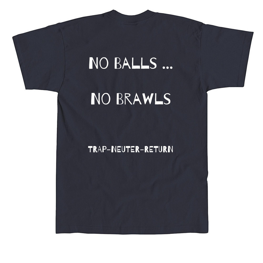 No Balls, No Brawls, a Navy Union Made Unisex Tee (back-view)