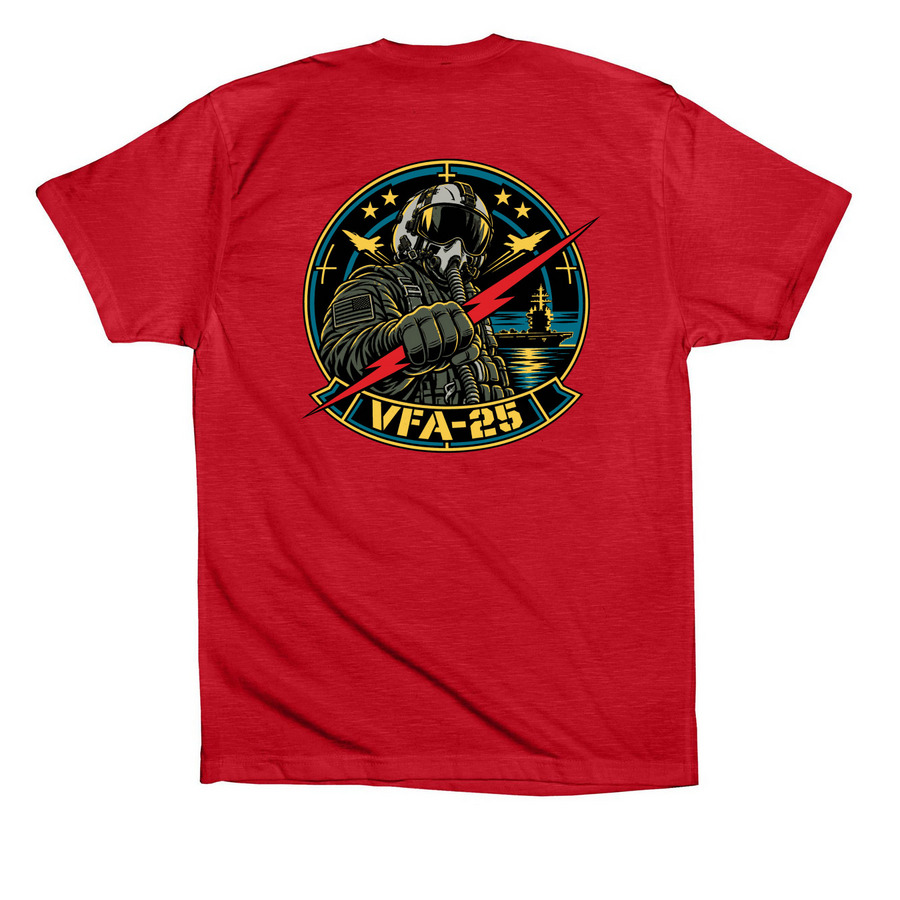 VFA 25 with helmet continued&nbsp;, a Canvas Red Premium Cotton Tee (back-view)