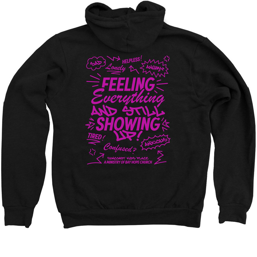 Grief is Normal, So Are You: Neon Purple Tops, a Black Zip Up Hoodie (back-view)