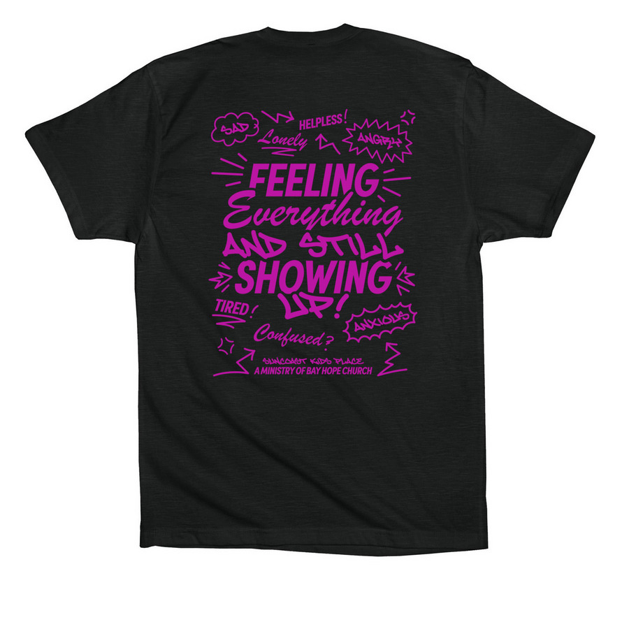 Grief is Normal, So Are You: Neon Purple Tops, a Vintage Black Premium Cotton Tee (back-view)