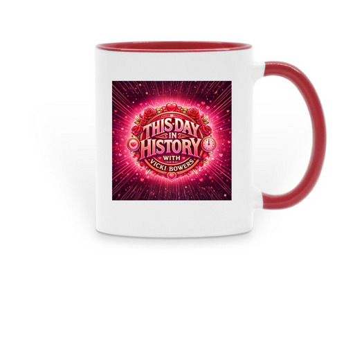 Happy Valentine's Day Coffee Mug, a Red Two-Tone Ceramic Mug
